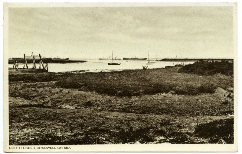 North Creek, Bradwell-on-Sea. The VOLTAIRE is believed to be the vessel on the left. Date: 1932.
